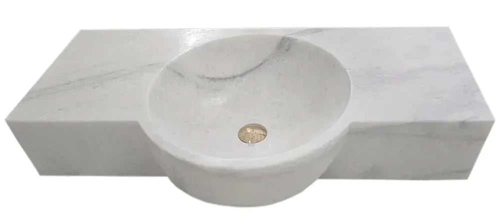 Carrara White Marble Above Vanity Floating Wall Mount Sink 36x16 by GobekDesign