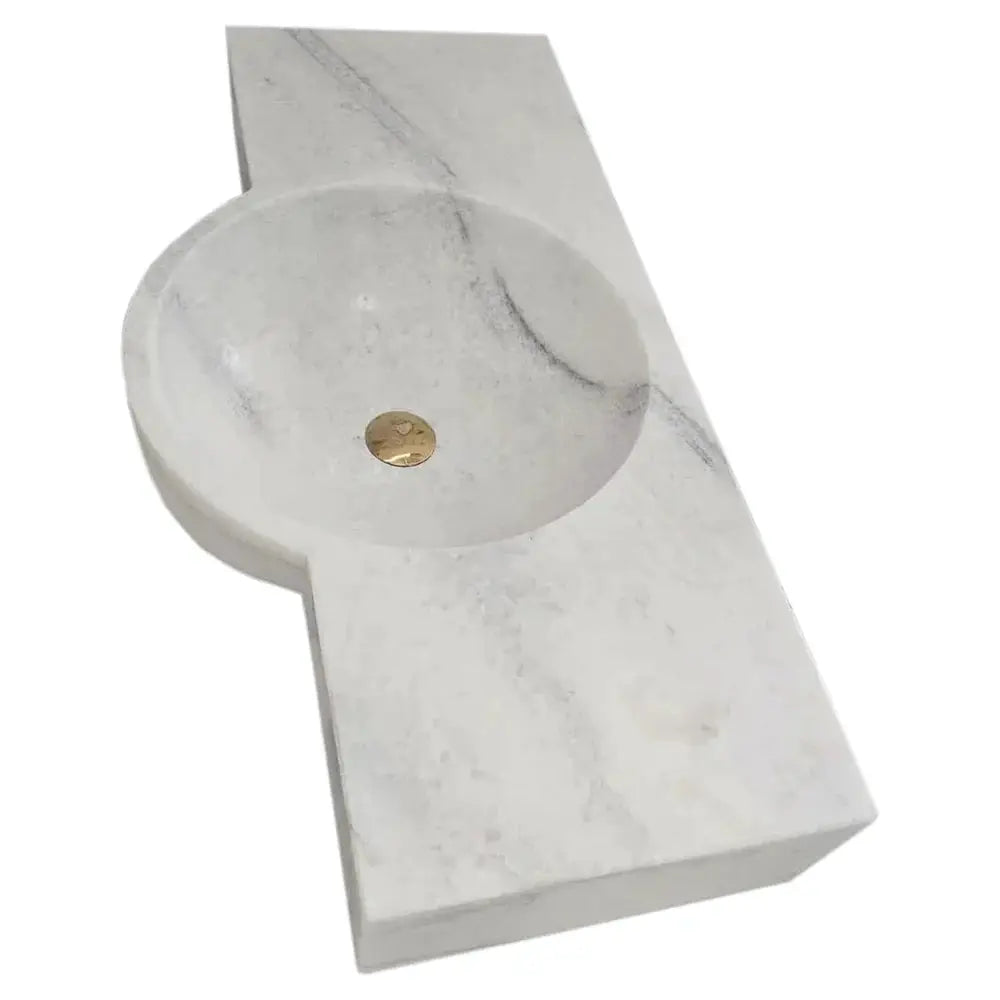 Carrara White Marble Above Vanity Floating Wall Mount Sink 36x16 by GobekDesign