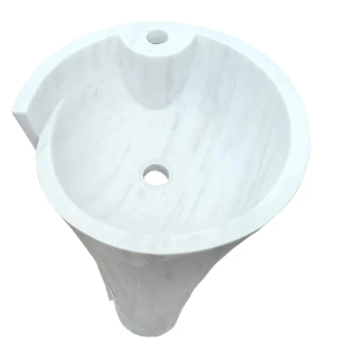 Carrara White Marble Stand-alone Designer Pedestal Bathroom Sink (W)16.5" (L)16.5" (H)36" by GobekDesign
