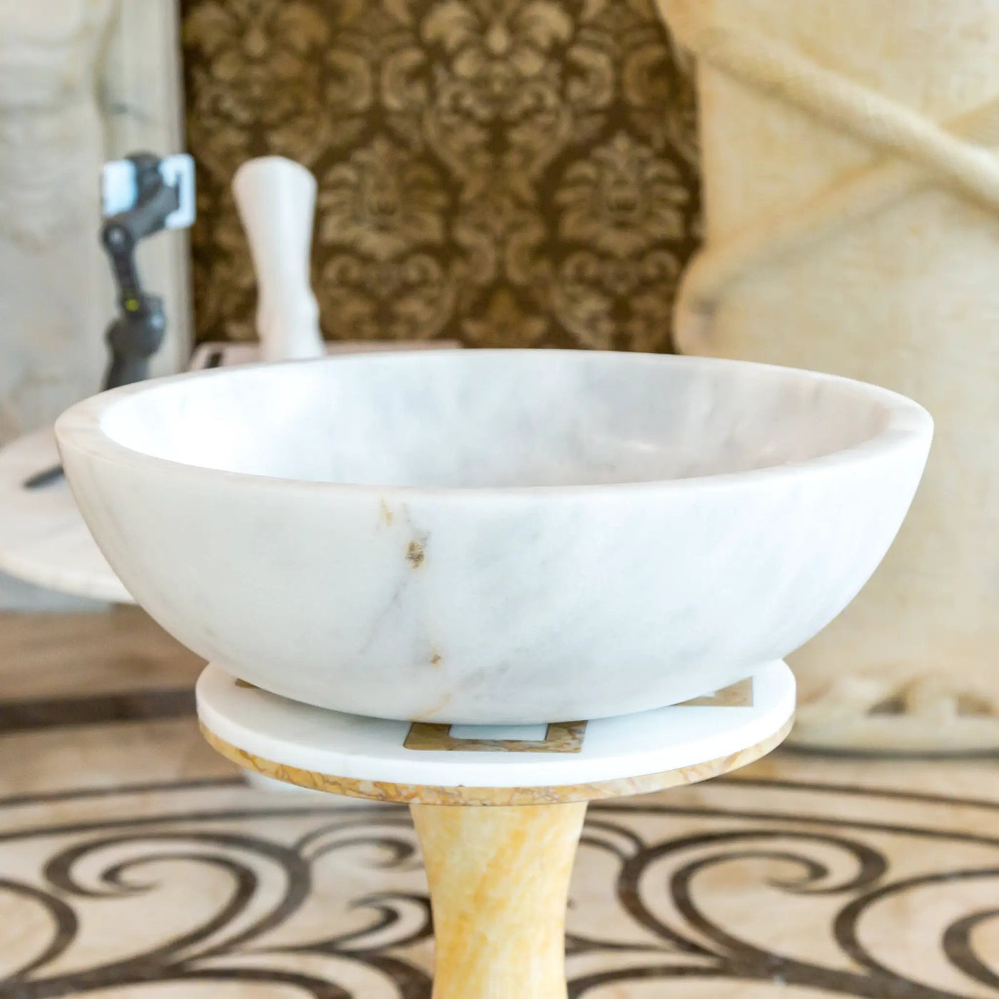 Carrara White Marble Natural Stone Vessel Sink - Polished 16x6 by GobekDesign