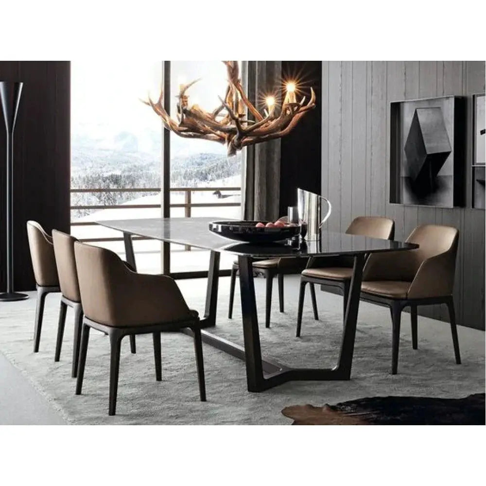 Natural Marble Rectangular Dining Table - Polished Eased Edge by GobekDesign