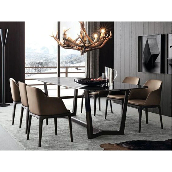 Natural Marble Rectangular Dining Table - Polished Eased Edge