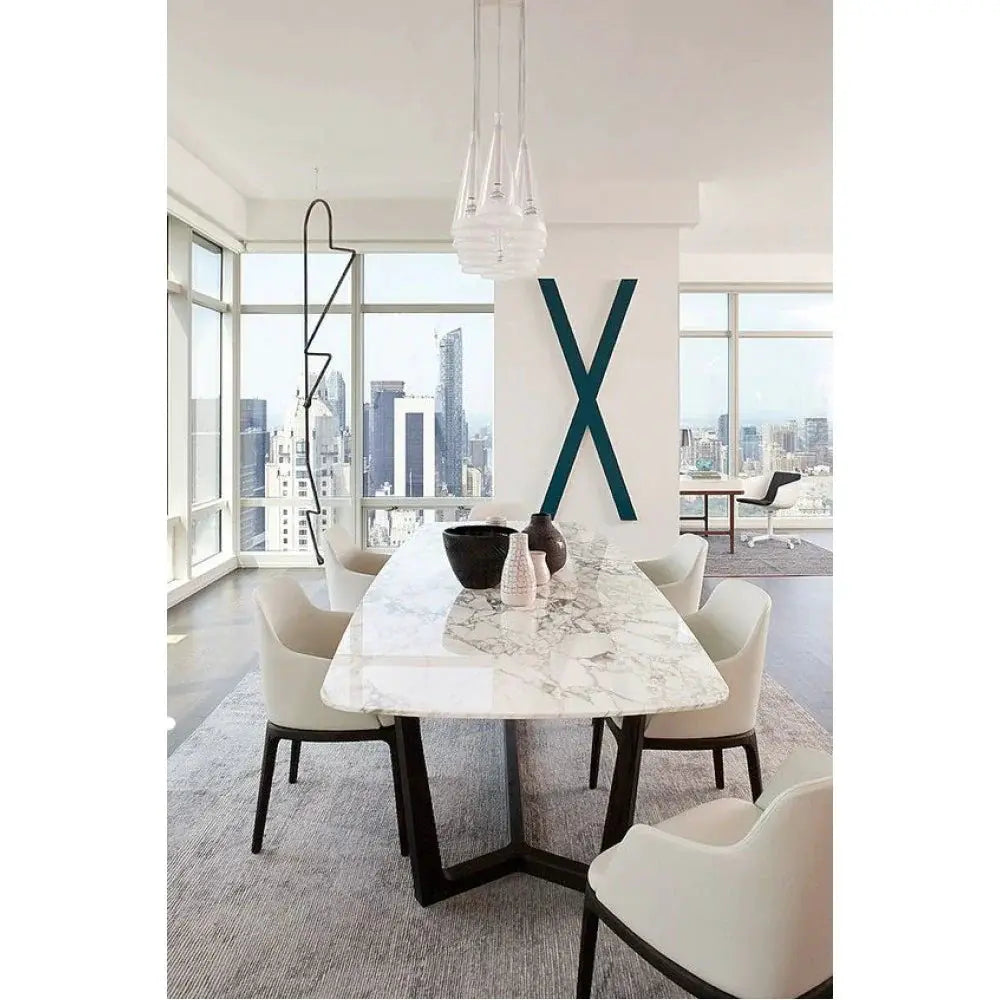 Natural Marble Rectangular Dining Table - Polished Eased Edge by GobekDesign