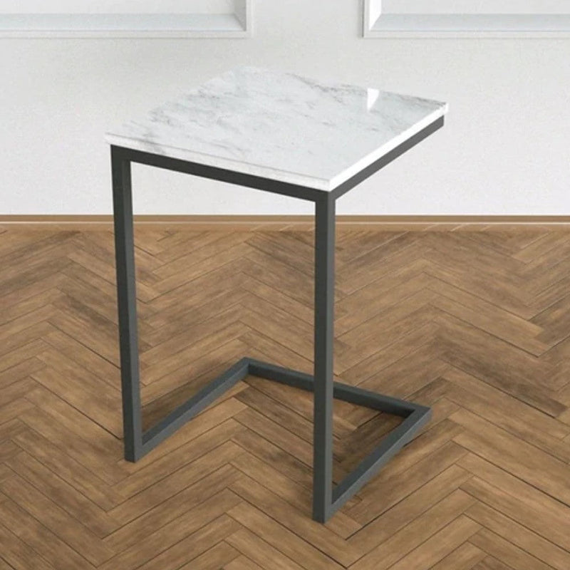 Carrara White Marble End/Side Table Square Polished by GobekDesign