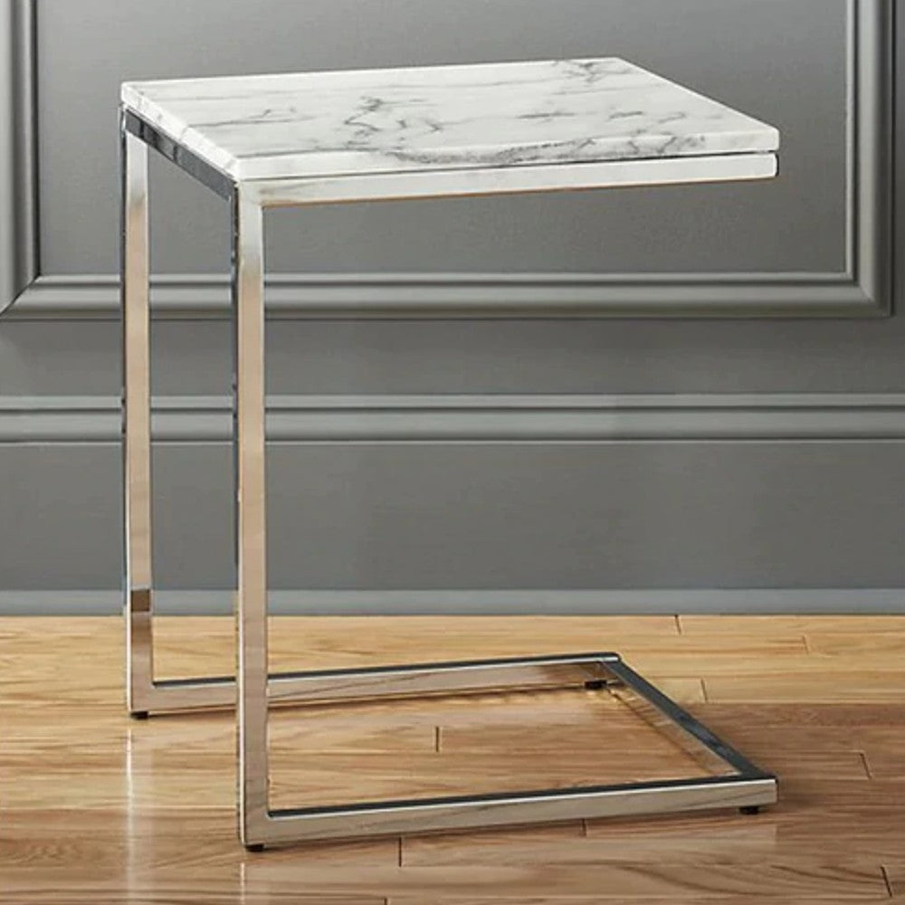 Carrara White Marble End/Side Table Square Polished by GobekDesign