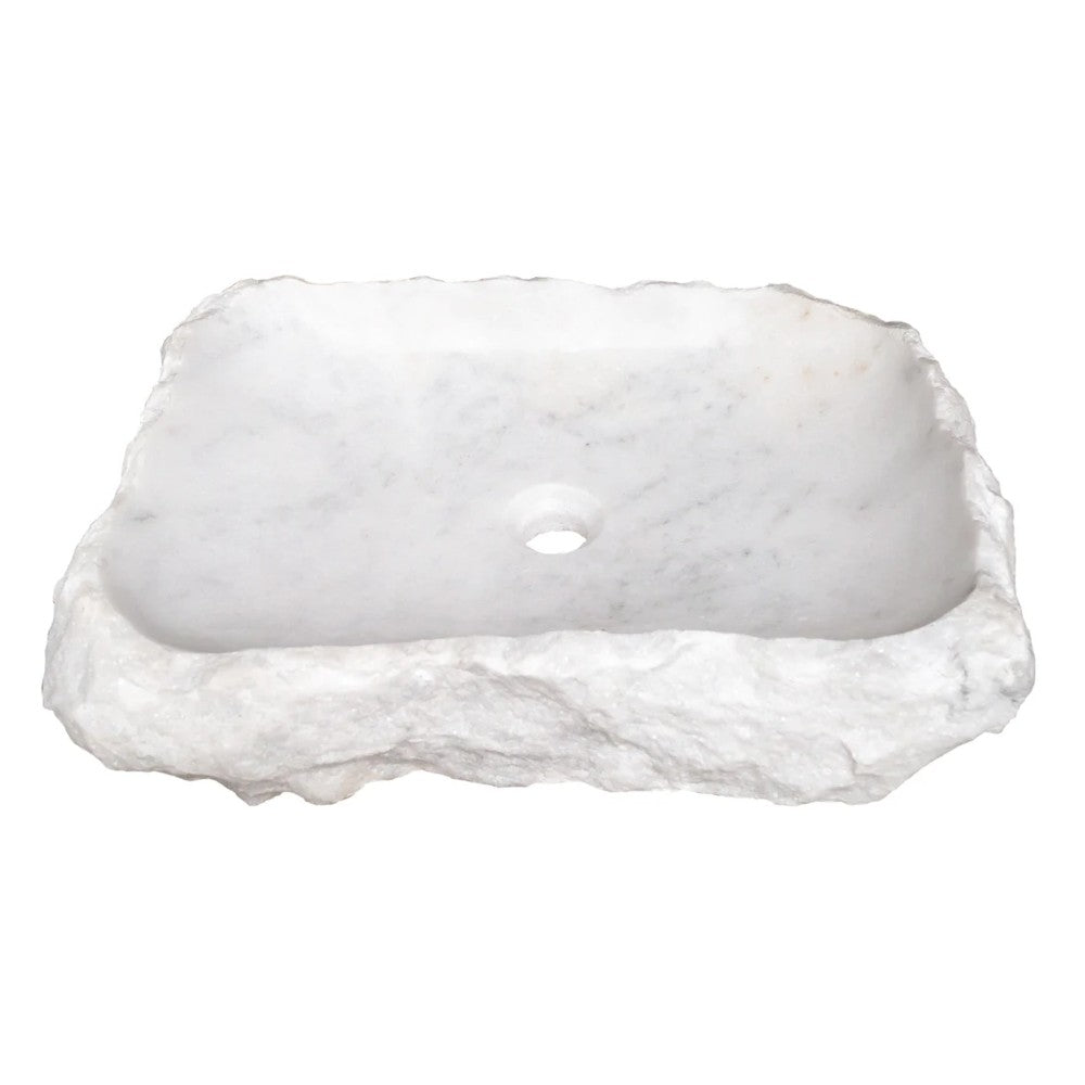 Carrara White Marble Rustic Hand Chiseled Vessel Sink 16 x 22 by GobekDesign