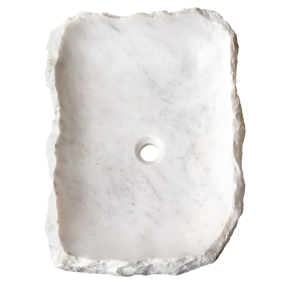 Carrara White Marble Rustic Hand Chiseled Vessel Sink 16 x 22 by GobekDesign