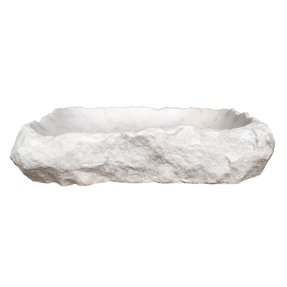 Carrara White Marble Rustic Hand Chiseled Vessel Sink 16 x 22 by GobekDesign