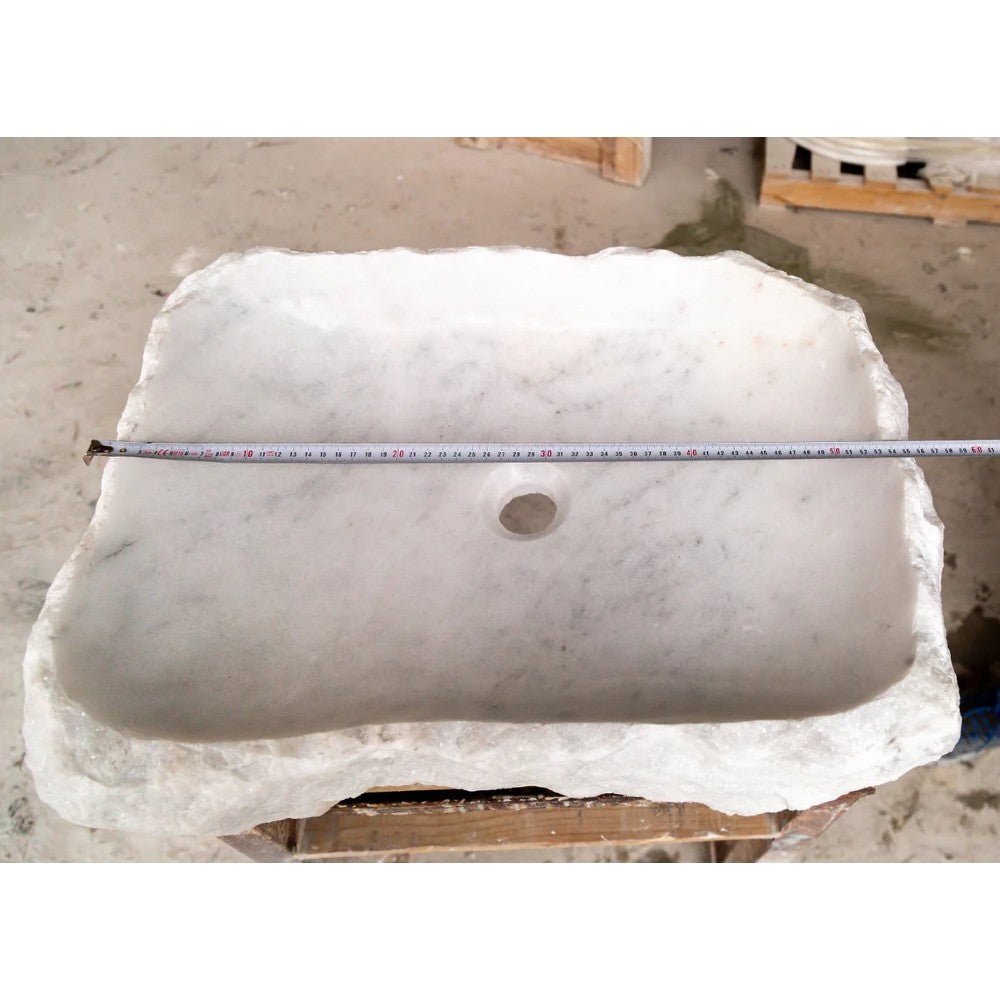 Carrara White Marble Rustic Hand Chiseled Vessel Sink 16 x 22 by GobekDesign