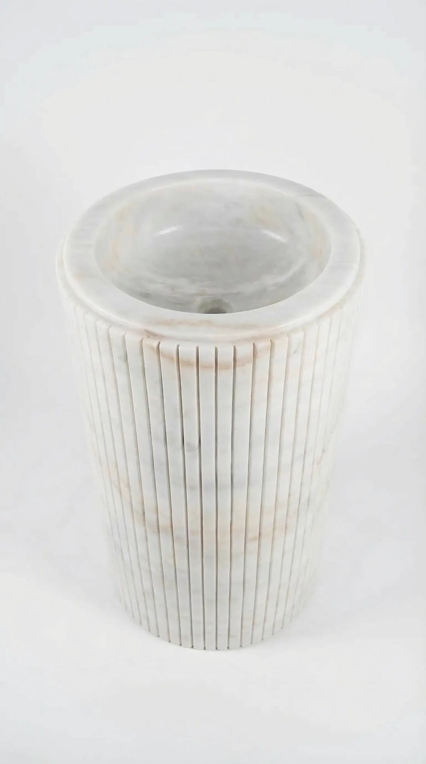 Carrara White Marble Pedestal Sink - Designer Fluted 18x18x33 by GobekDesign