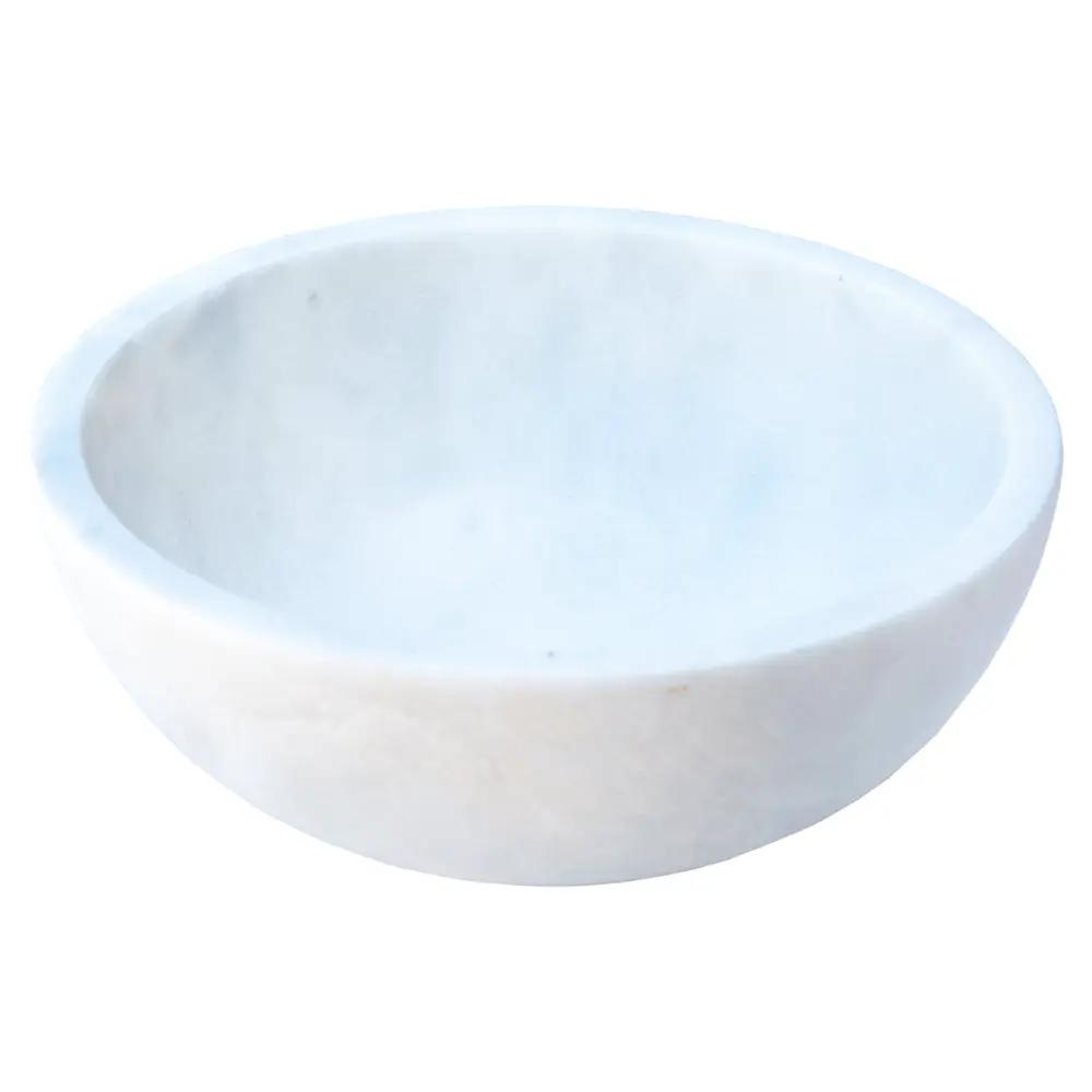 Carrara White Marble Round Vessel Sink - Polished Finish 16x6 by GobekDesign