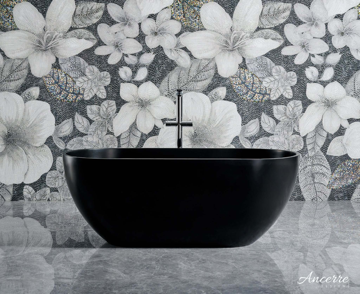Cascade 59” Freestanding Solid Surface Bathtub by Ancerre Designs