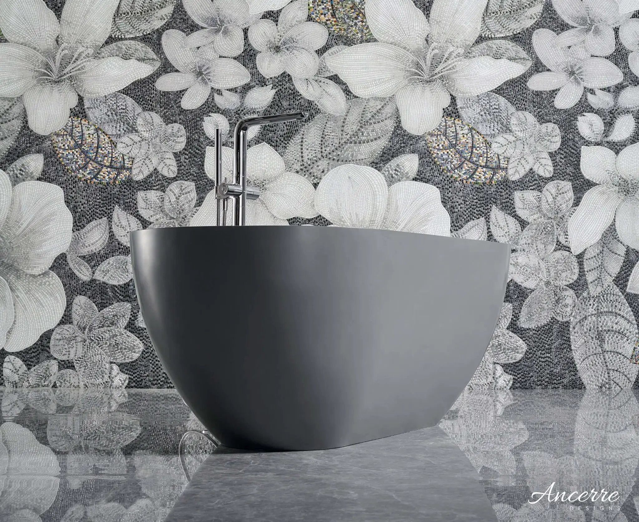 Cascade 59” Freestanding Solid Surface Bathtub by Ancerre Designs