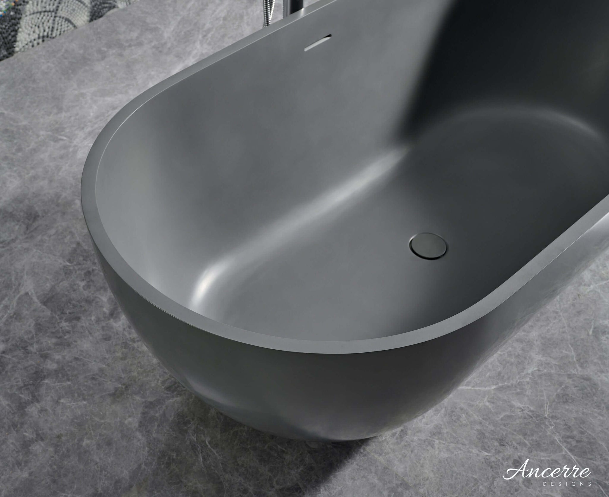 Cascade 59” Freestanding Solid Surface Bathtub by Ancerre Designs