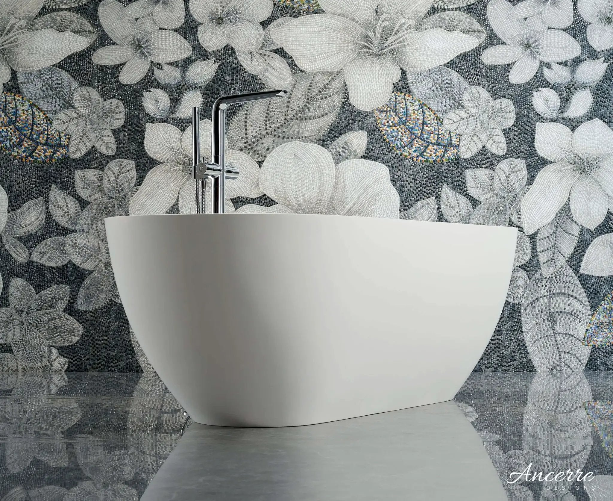 Cascade 59” Freestanding Solid Surface Bathtub by Ancerre Designs