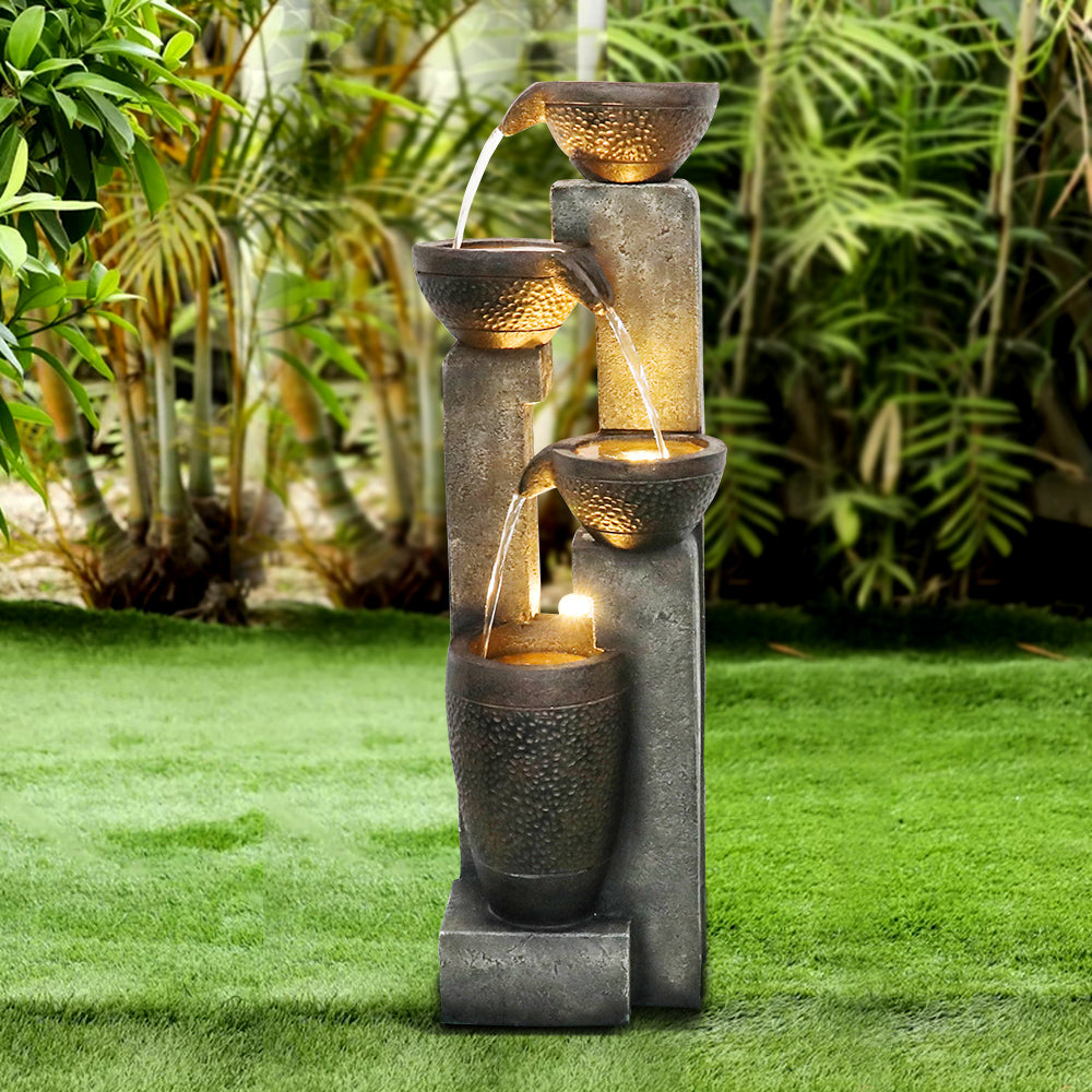 Resin Stacked Clay Pot Outdoor Water Fountain 40 Inch, photo 2 of 7