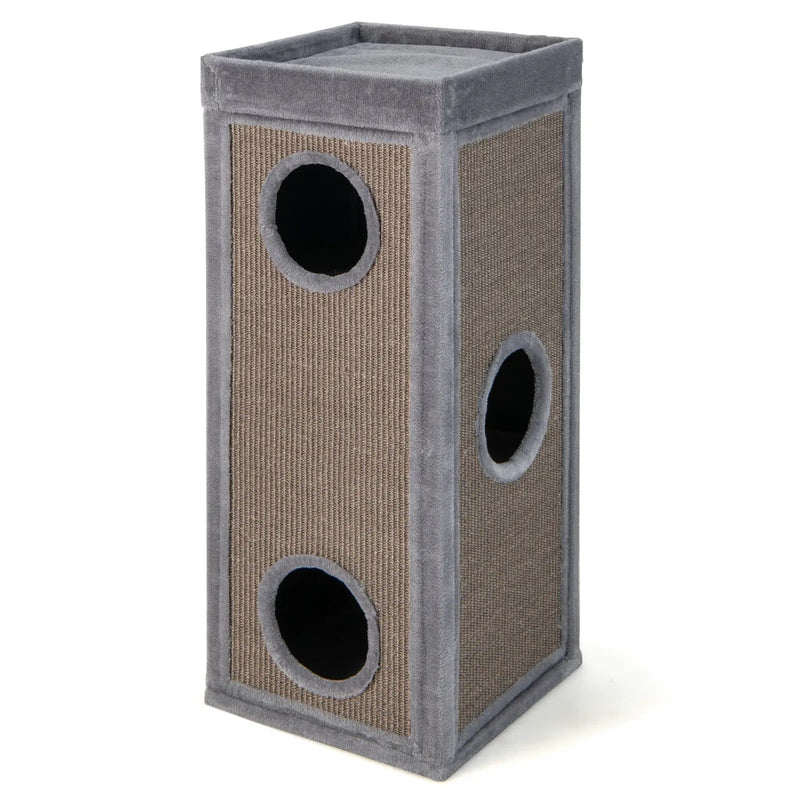 39 Inch Tall Cat Condo with Scratching Posts and 3 Hideaways and 4 Soft Plush Cushions by DirectDeals