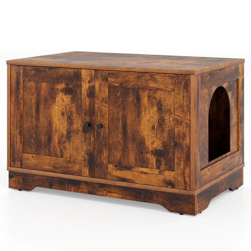 Cat Litter Box Enclosure Furniture Indoor Wooden Cat House End Side Table Nightstand by DirectDeals