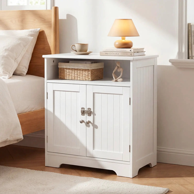 Cat Litter Box Enclosure Wooden Hidden Pet Washroom Furniture-White by DirectDeals