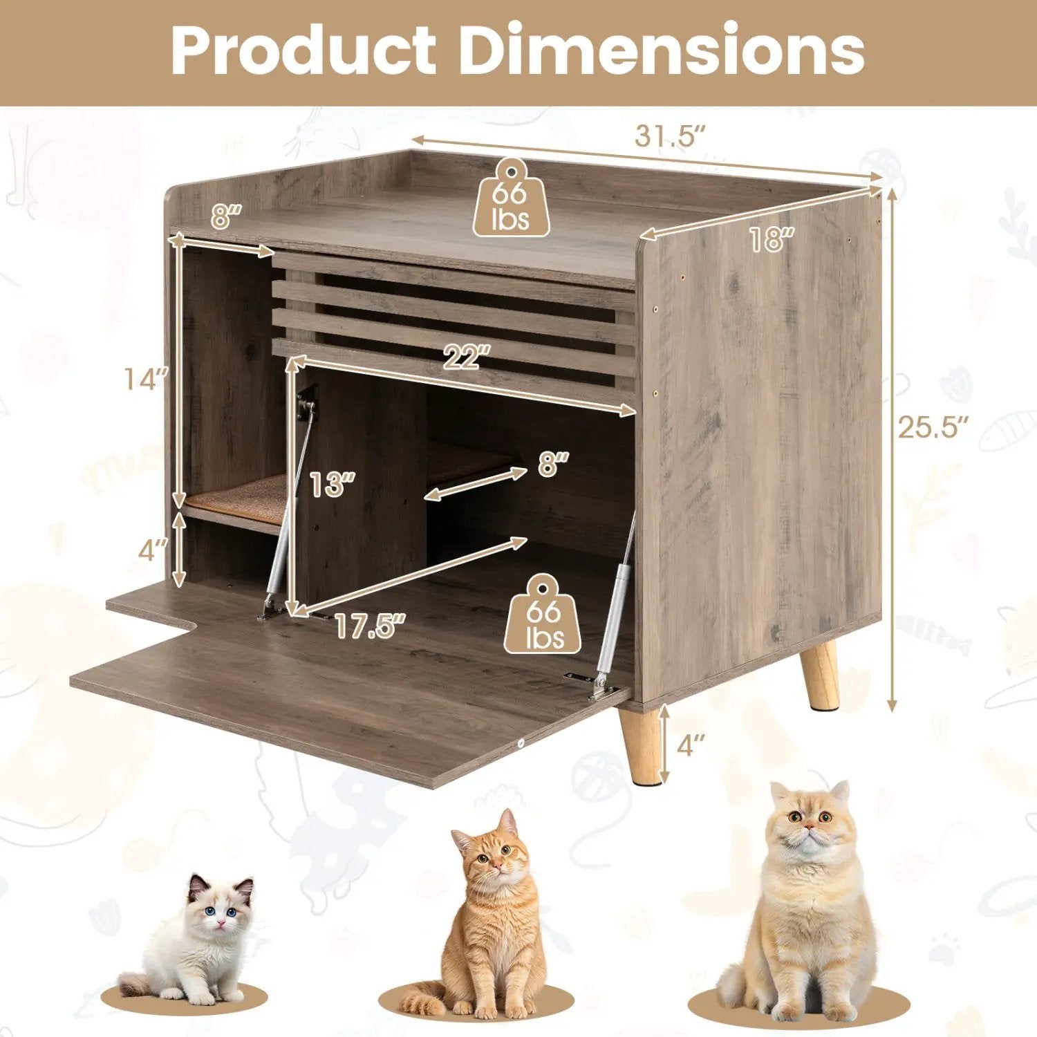 Cat Litter Box Enclosure with Flip-down Opening Door and Scratching Mat by DirectDeals