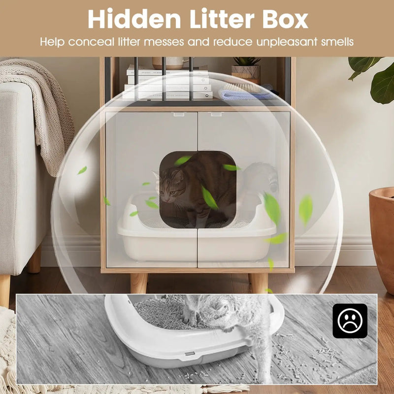 Cat Litter Box Enclosure with Shelf and Double Doors by DirectDeals