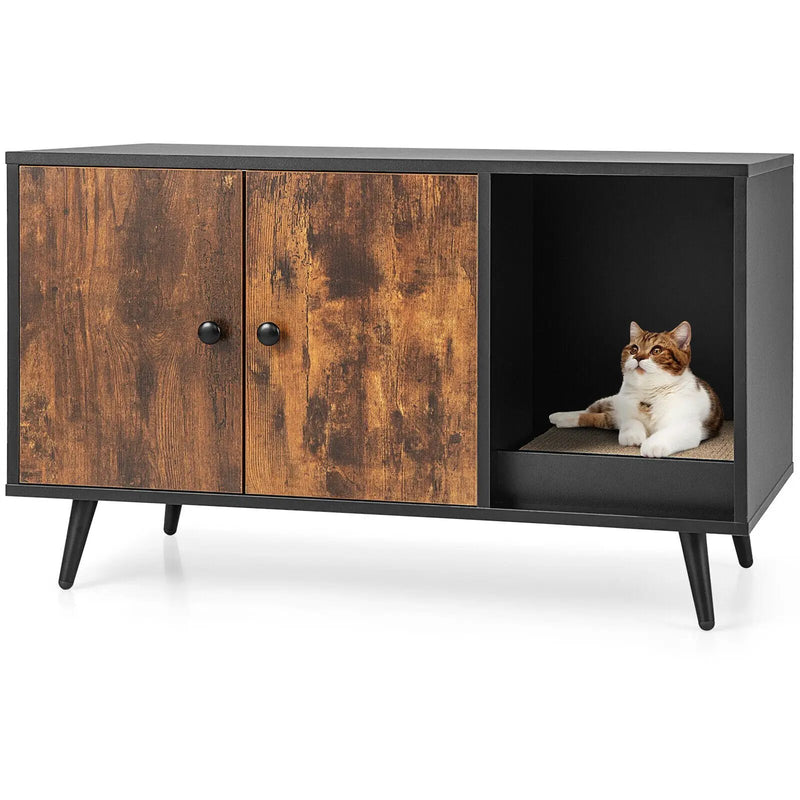 Cat Litter Box Enclosure with Double Door Cabinet by DirectDeals