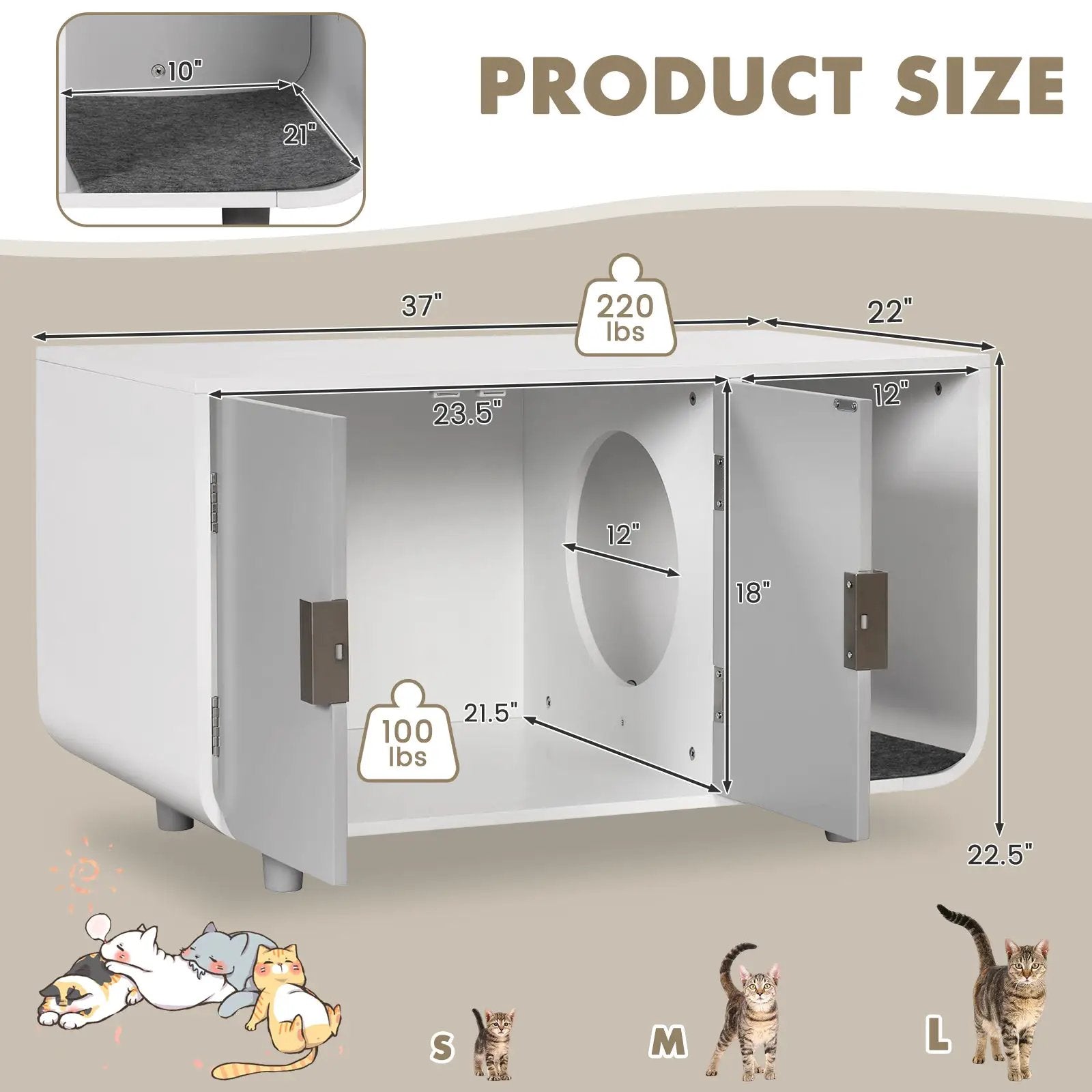 Cat Litter Box Enclosure Furniture with Removable Mat by DirectDeals