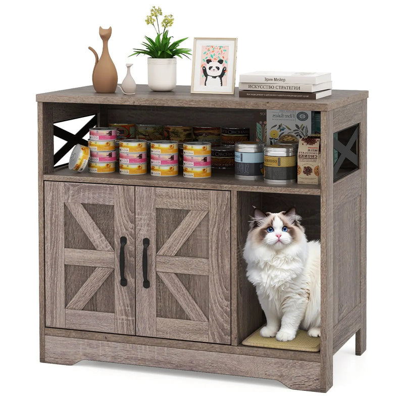 Cat Litter Box Enclosure Hidden Cat Washroom Furniture with Storage-Grey by DirectDeals
