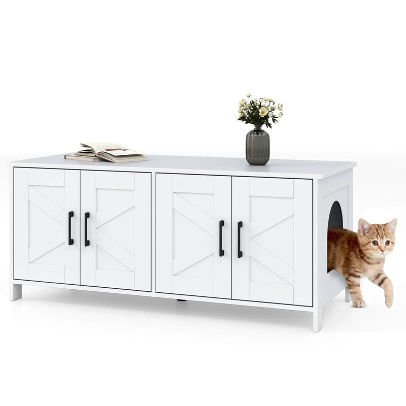 Cat Litter Box Enclosure for 2 Cats Modern Kitty Litter Box Furniture Hidden by DirectDeals