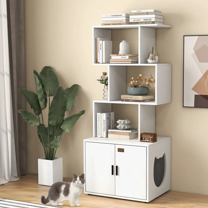 56 Inch Tall Cat Litter Box Enclosure with Storage by DirectDeals