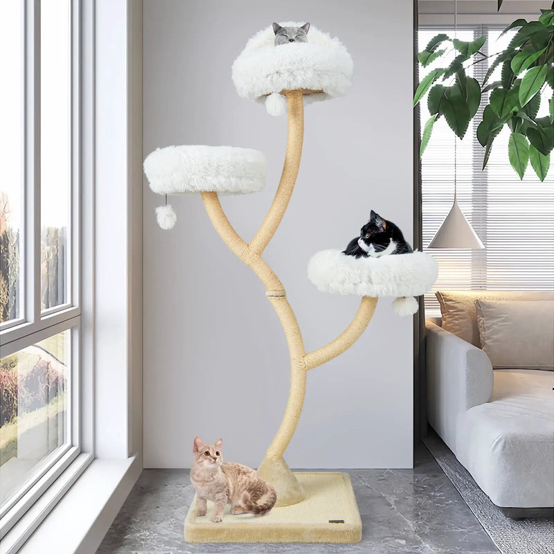 70 Inch Tall Cat Tree 4-Layer Cat Tower with 3 Perches and Dangling Balls by DirectDeals