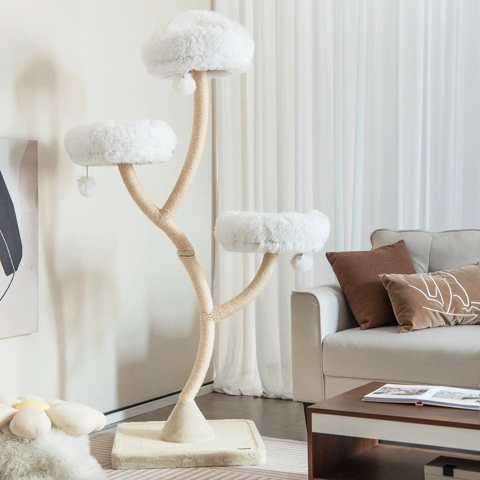 70 Inch Tall Cat Tree 4-Layer Cat Tower with 3 Perches and Dangling Balls by DirectDeals
