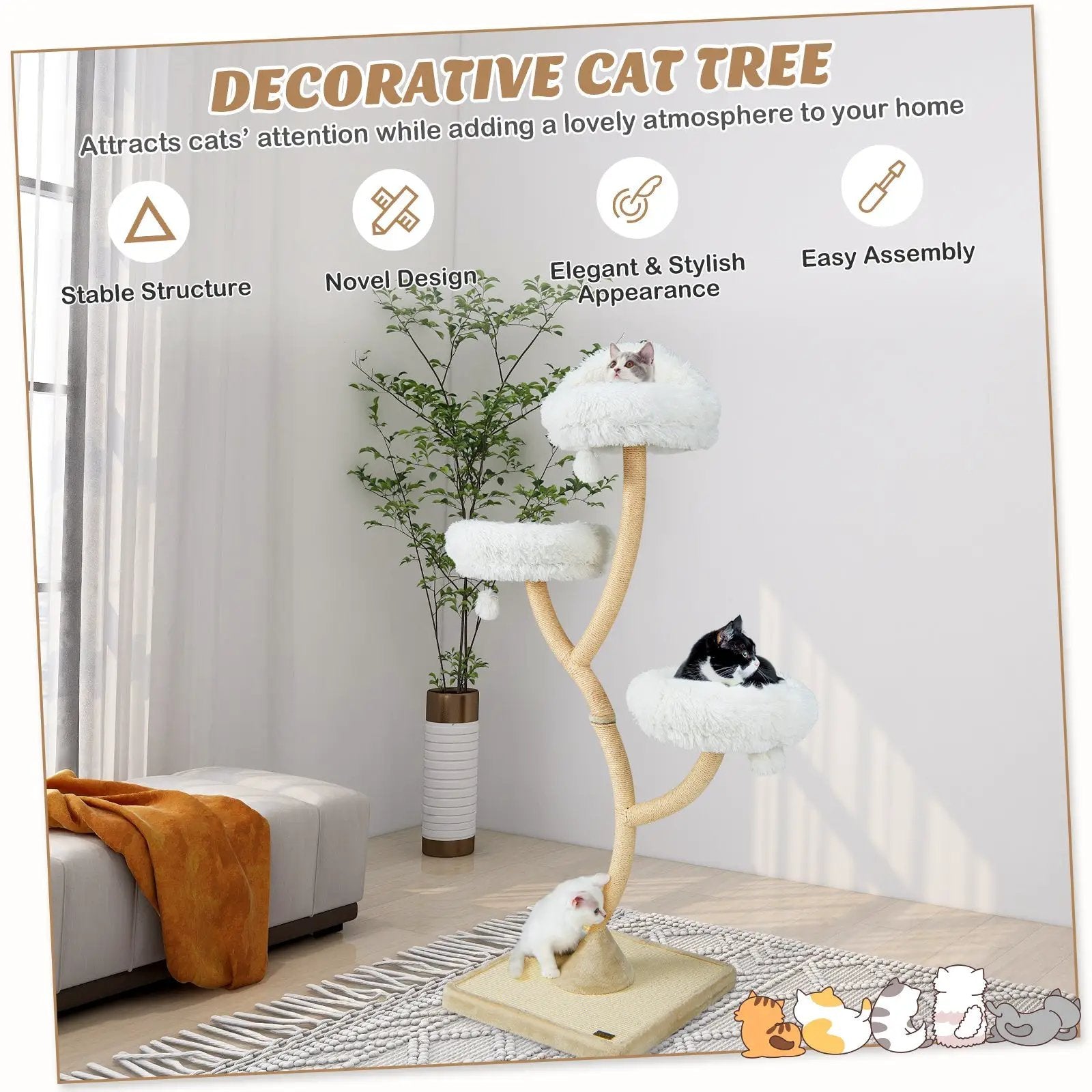 70 Inch Tall Cat Tree 4-Layer Cat Tower with 3 Perches and Dangling Balls by DirectDeals