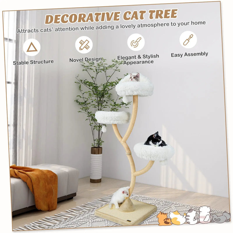 70 Inch Tall Cat Tree 4-Layer Cat Tower with 3 Perches and Dangling Balls by DirectDeals