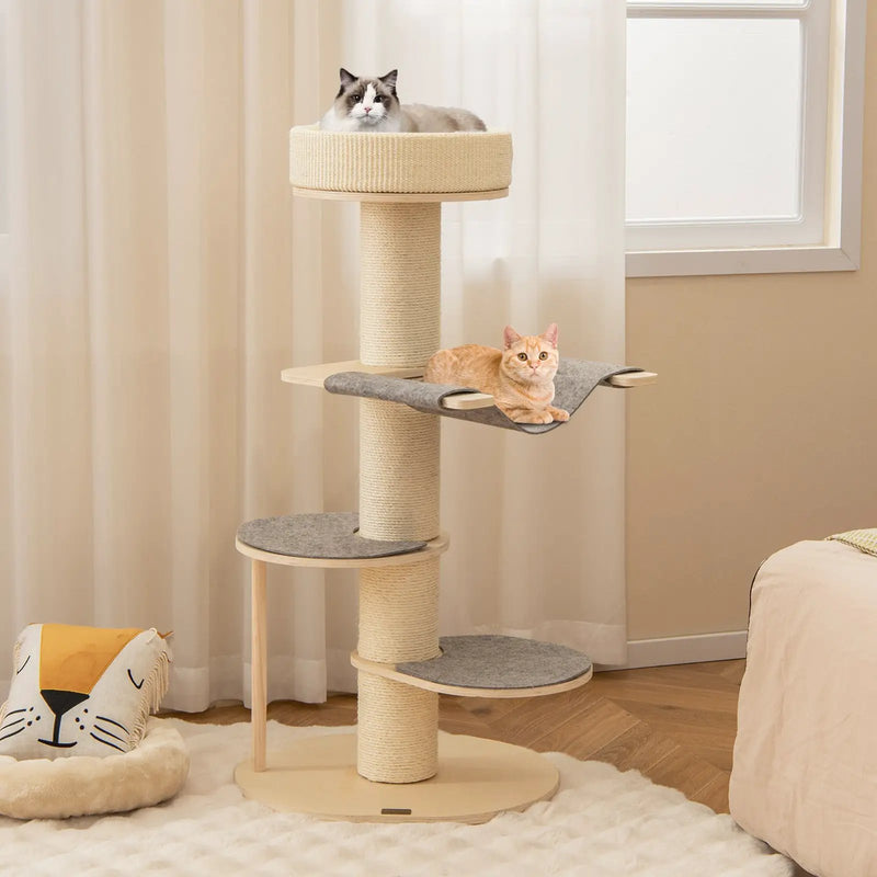 47 Inches Cat Tree for Indoor Cats with Thickened Sisal Scratching Posts-Gray by DirectDeals
