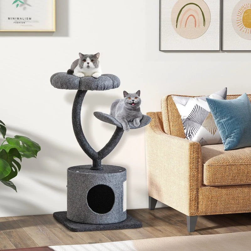 Cat Tree for Indoor Cats with Curved Metal Supporting Frame for Large & Small Cats-Gray by DirectDeals