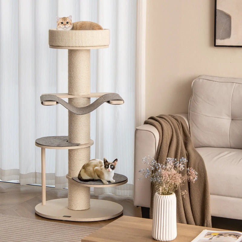 47 Inches Cat Tree for Indoor Cats with Thickened Sisal Scratching Posts-Gray by DirectDeals