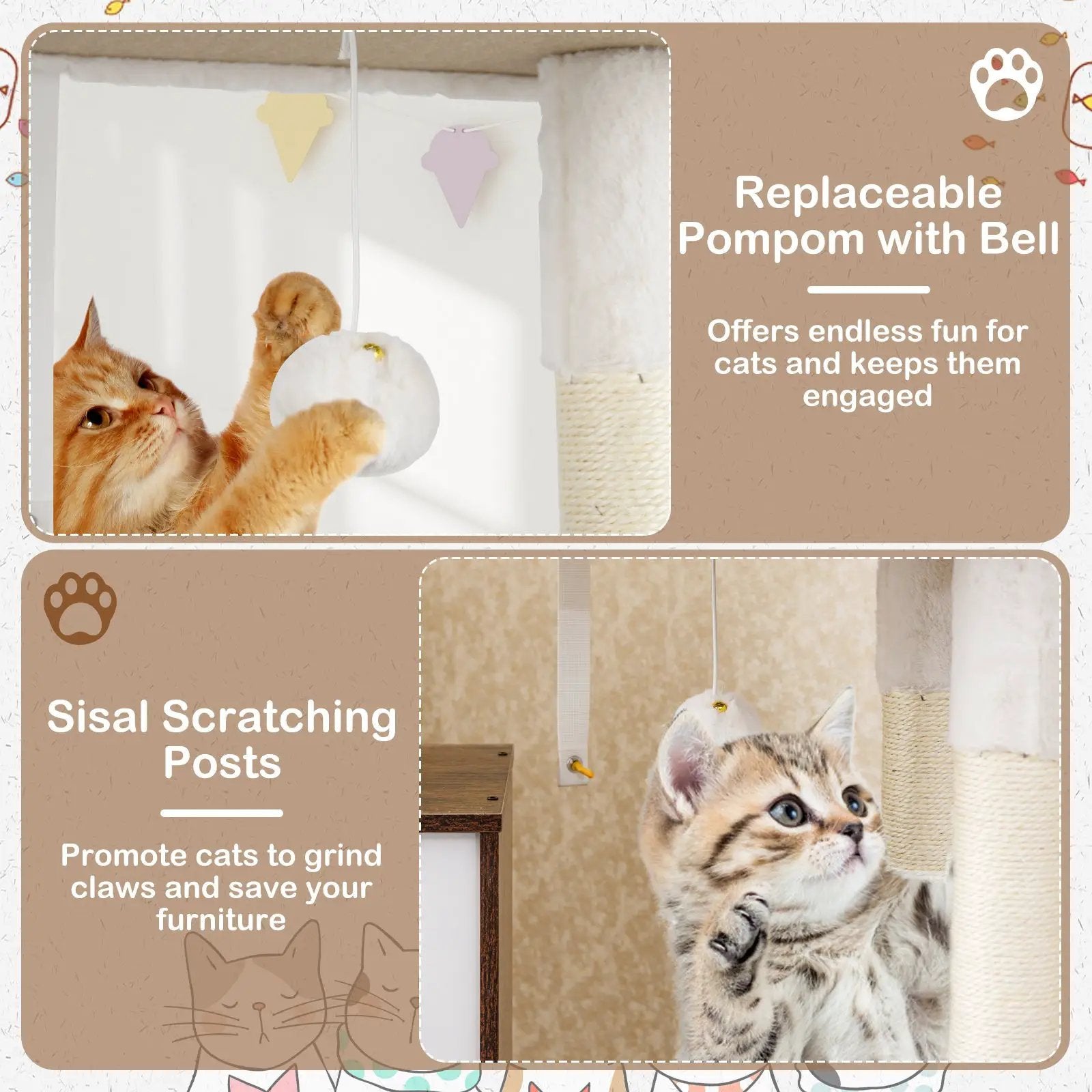 Cat Tree with Litter Box Enclosure for Indoor Cats-Rustic Brown by DirectDeals