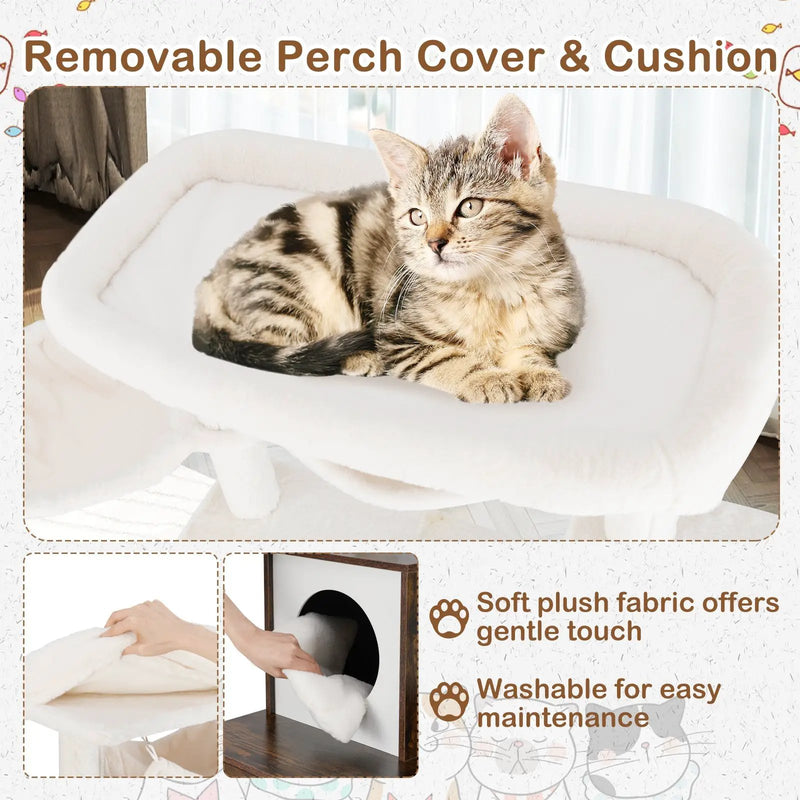 Cat Tree with Litter Box Enclosure for Indoor Cats-Rustic Brown by DirectDeals
