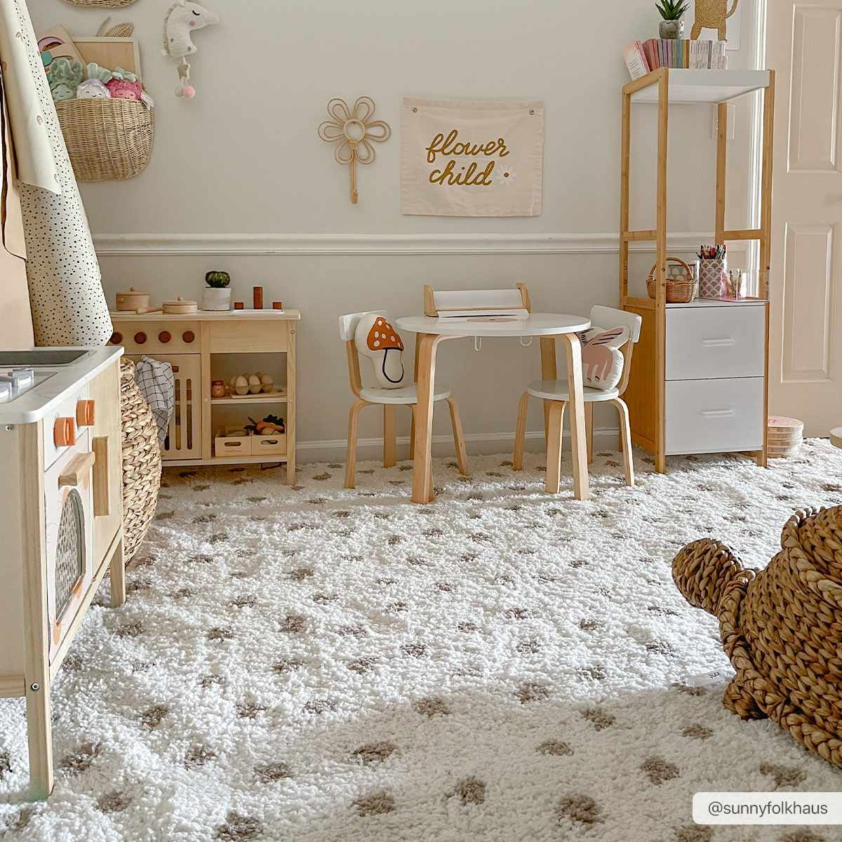 Chaia Dotted Cream & Gray Plush Area Rug - Clearance by Boutique Rugs