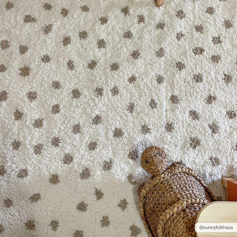 Chaia Dotted Cream & Gray Plush Area Rug - Clearance by Boutique Rugs