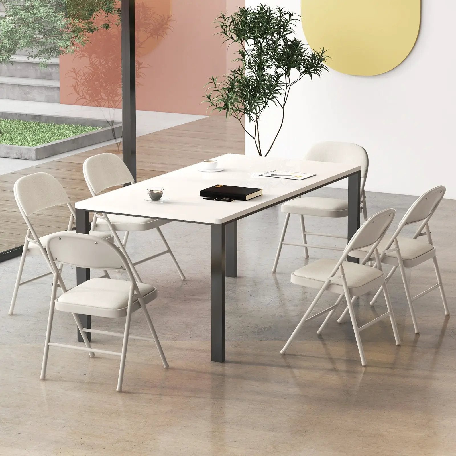 Foldable Chair Set of 6 with Padded Seat Seat and Fabric Covered Backrest-Set of 6 by DirectDeals
