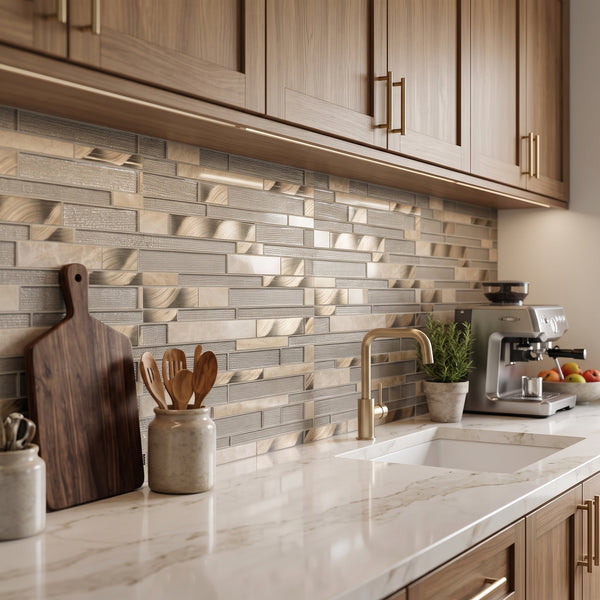 Champagne Toast Interlocking Pattern 4mm Glass Mosaics