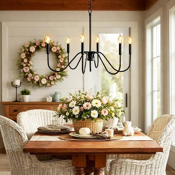 Black Metal 6 Light Candelabra Chandelier by Decor Steals