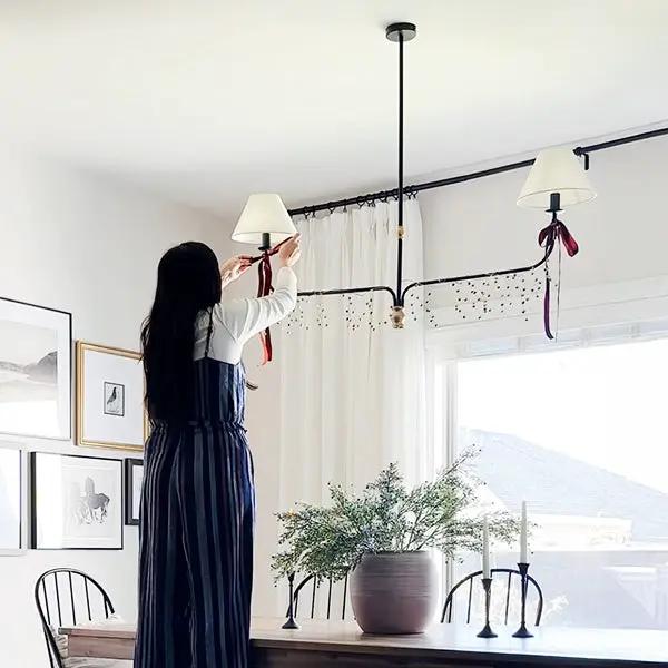 61 Inch Two Shade Linear Iron Pendant by Decor Steals