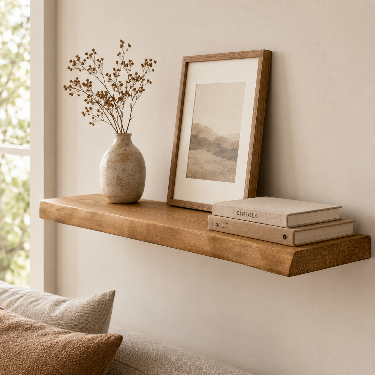 Live Edge Floating Wall Shelf – Solid Real Wood by Dogberrycollections