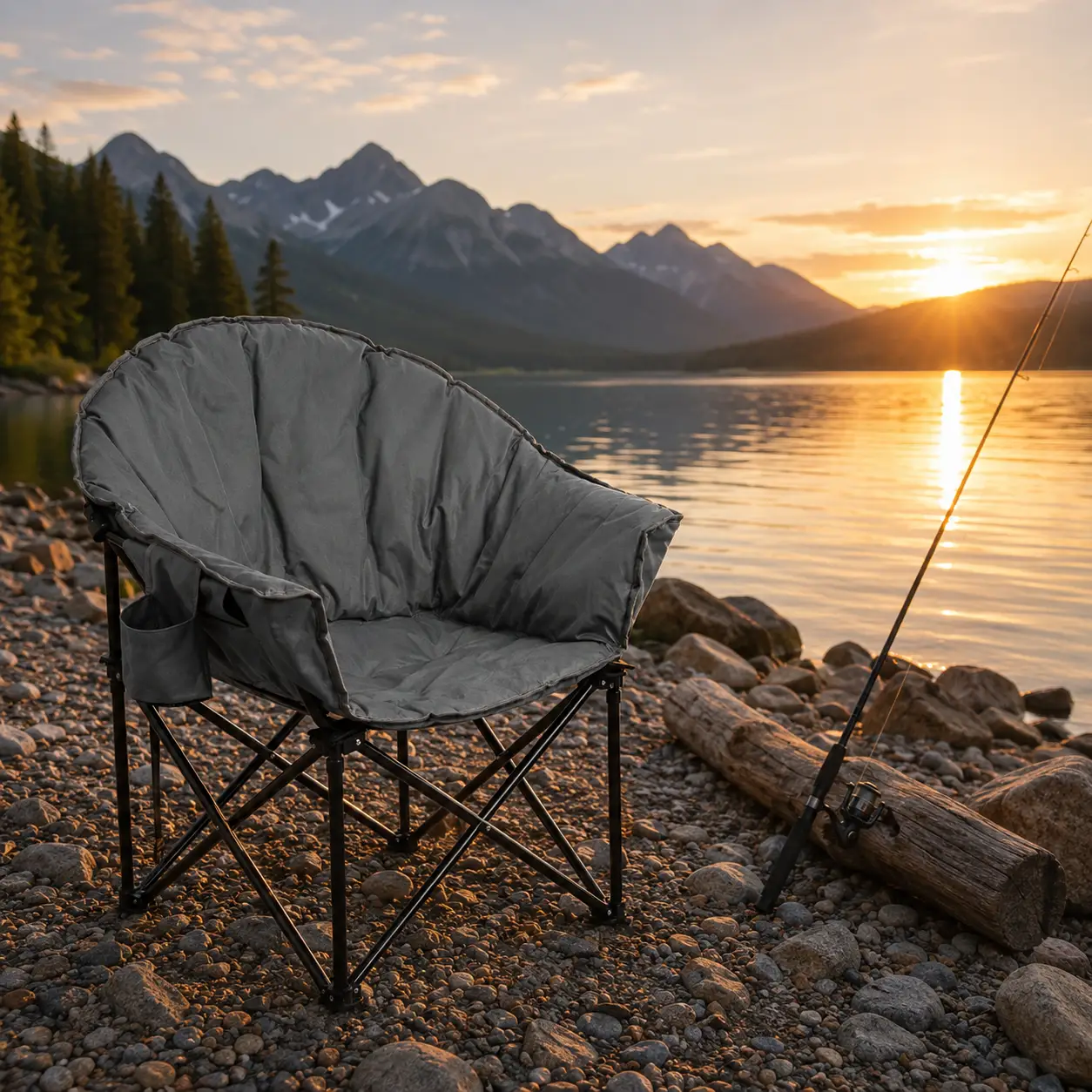 Folding Camping Moon Padded Chair with Carrying Bag by DirectDeals