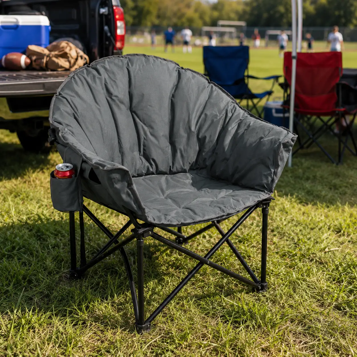 Folding Camping Moon Padded Chair with Carrying Bag by DirectDeals