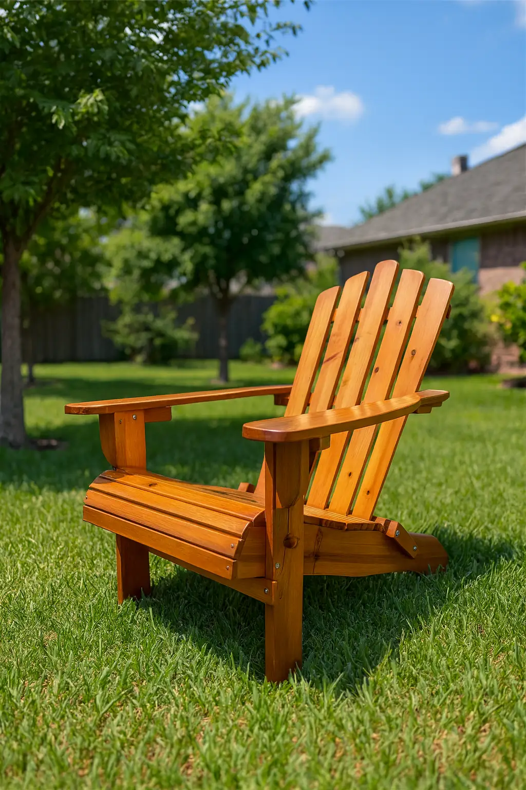 Foldable Solid Wood Adirondack Chair in Oak Finish by HouseOfZazla