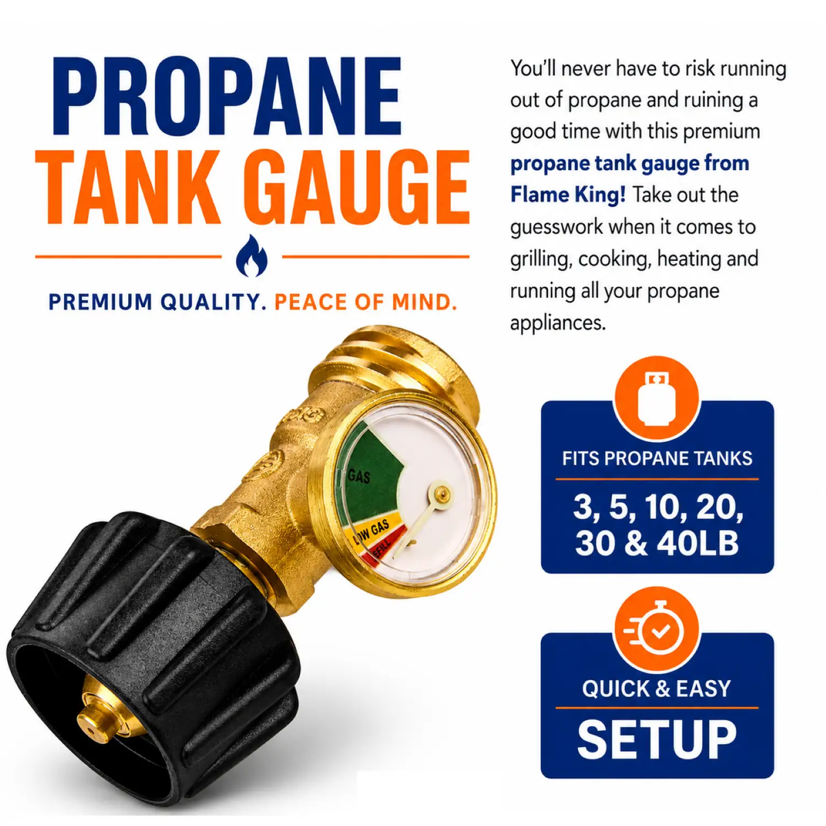 Flame King Propane Gas Level Indicator Check Gauge Meter For Propane Tanks Cylinders by Flame King Products